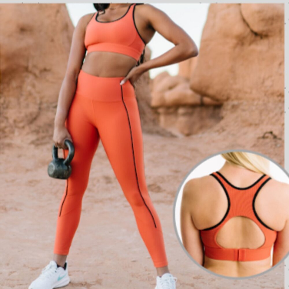 Zyia Burnt Orange Ribbed Premium Adjustable Bra